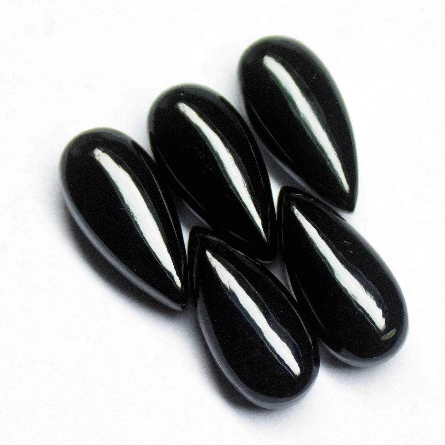 matching pair, 15x8mm, Natural Black Onyx Smooth Pear Drops Briolette Gemstone Beads