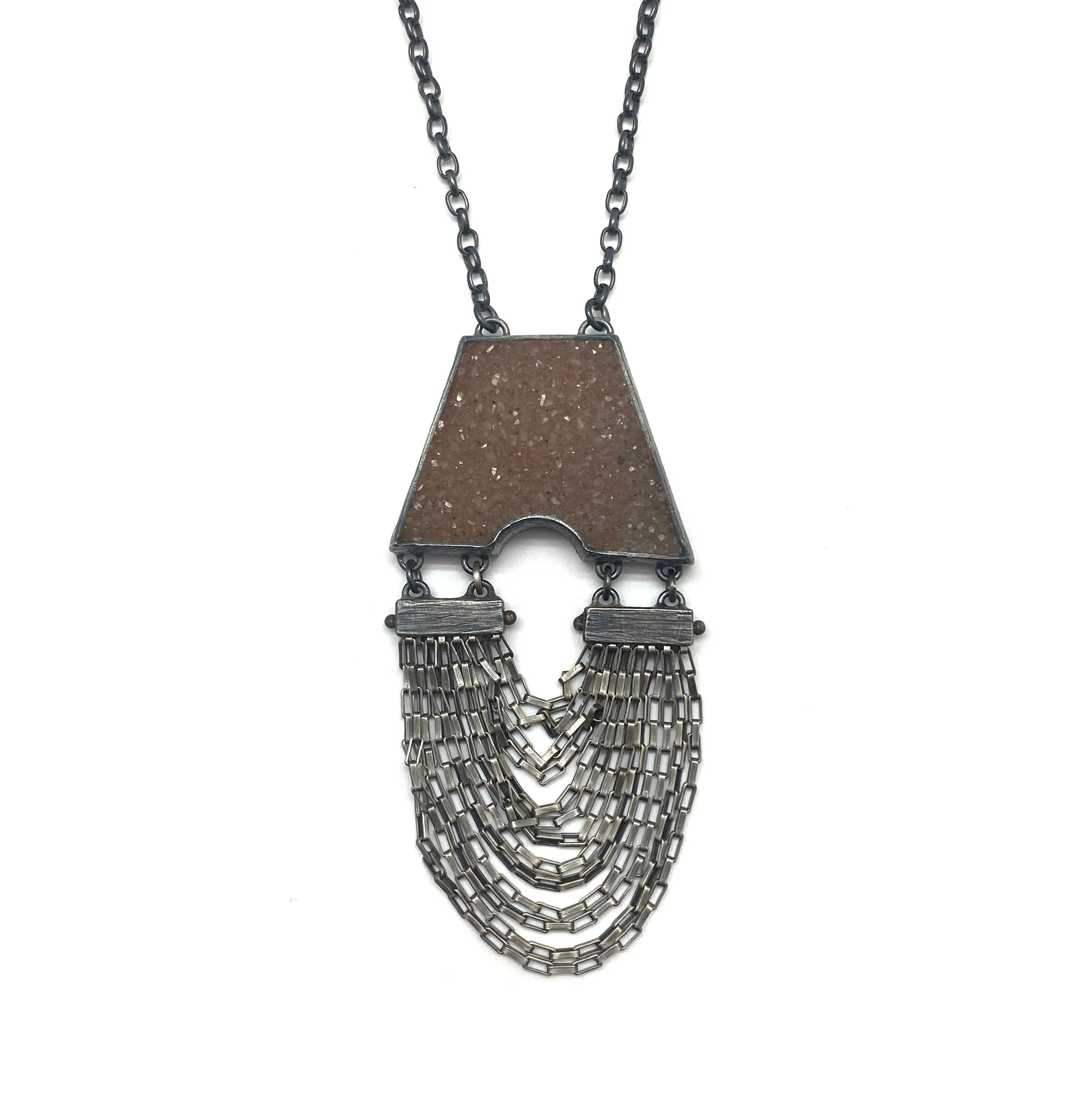 Mauve Druzy Fringe Necklace