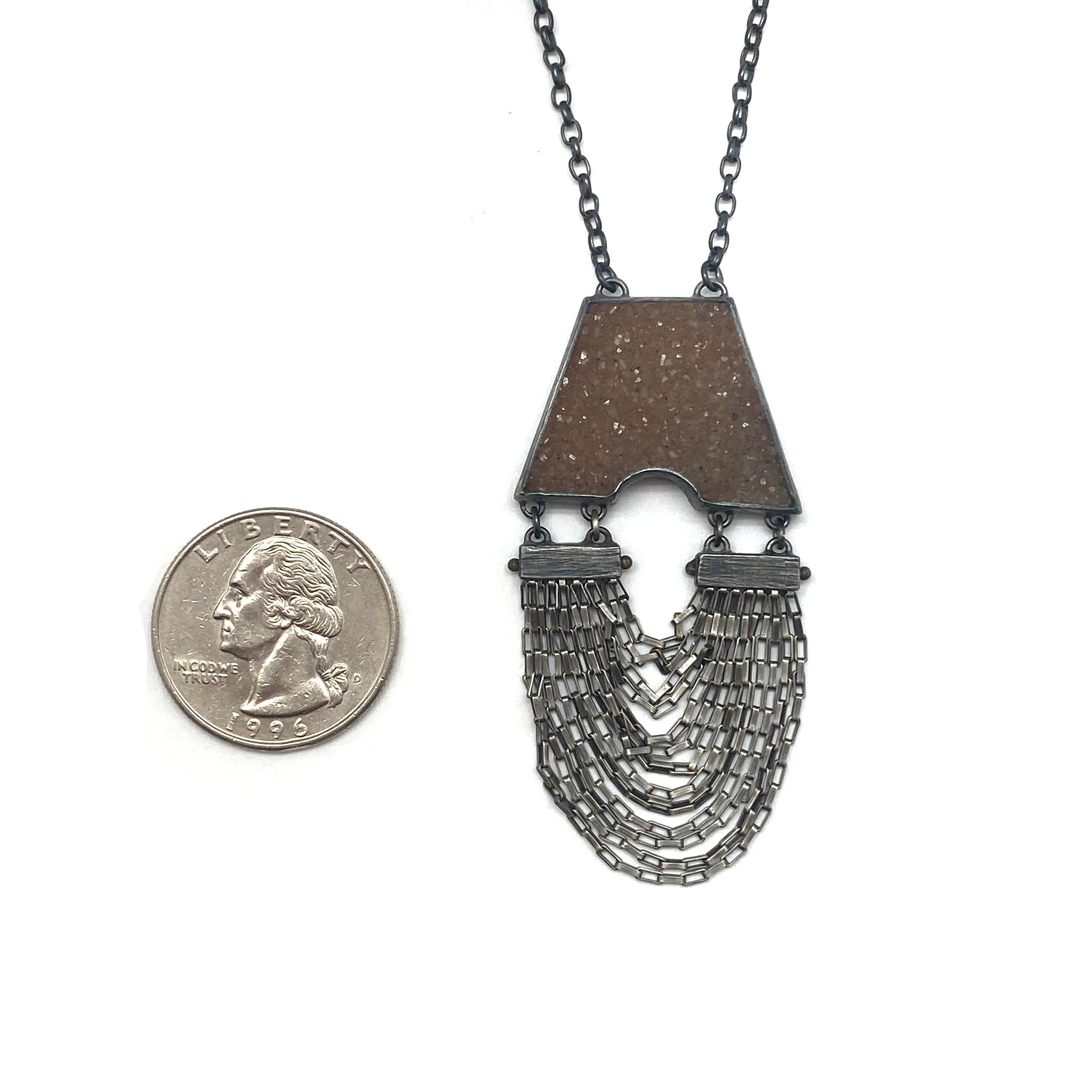 Mauve Druzy Fringe Necklace
