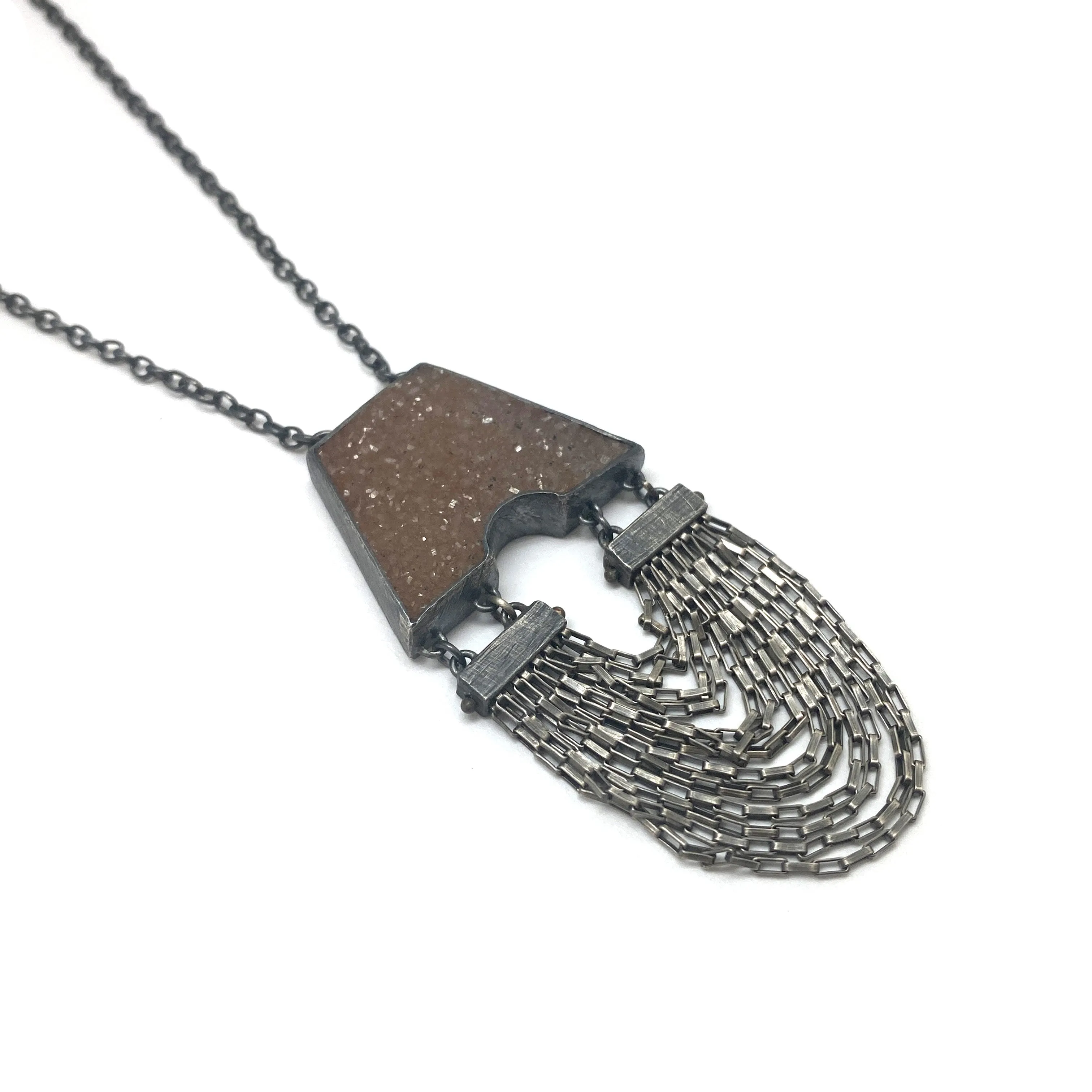Mauve Druzy Fringe Necklace