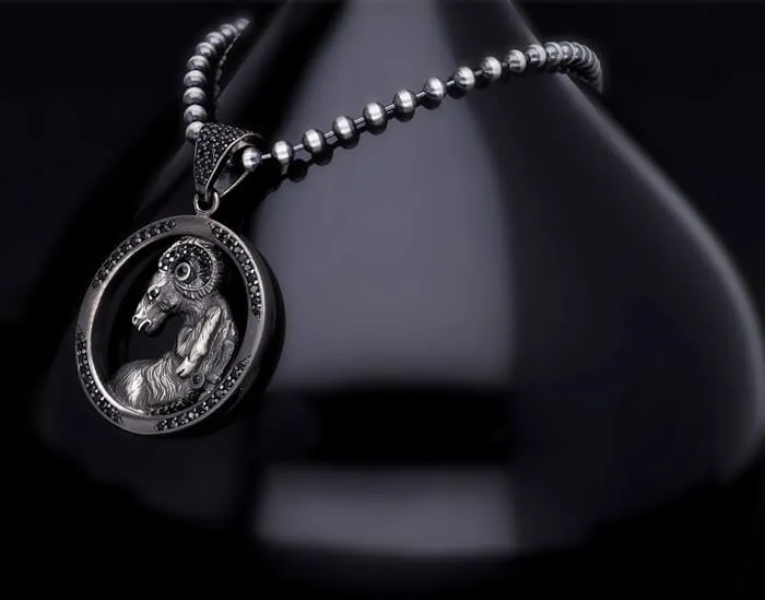 Men’s Sterling Silver Aries Zodiac Necklace