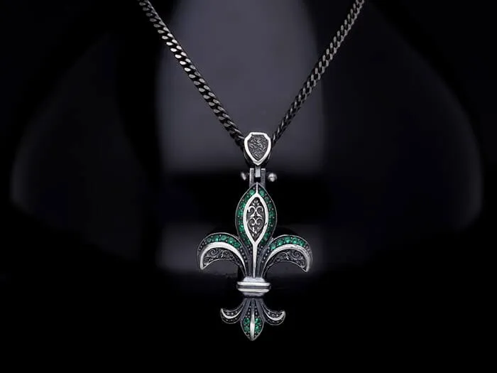 Men’s Sterling Silver Fleur De Lys Necklace