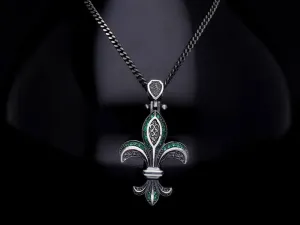 Men’s Sterling Silver Fleur De Lys Necklace