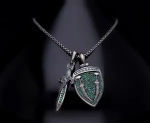 Men’s Sterling Silver Sword & Shield Pendant