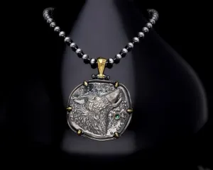 Men’s Sterling Silver Wolf Medallion Necklace
