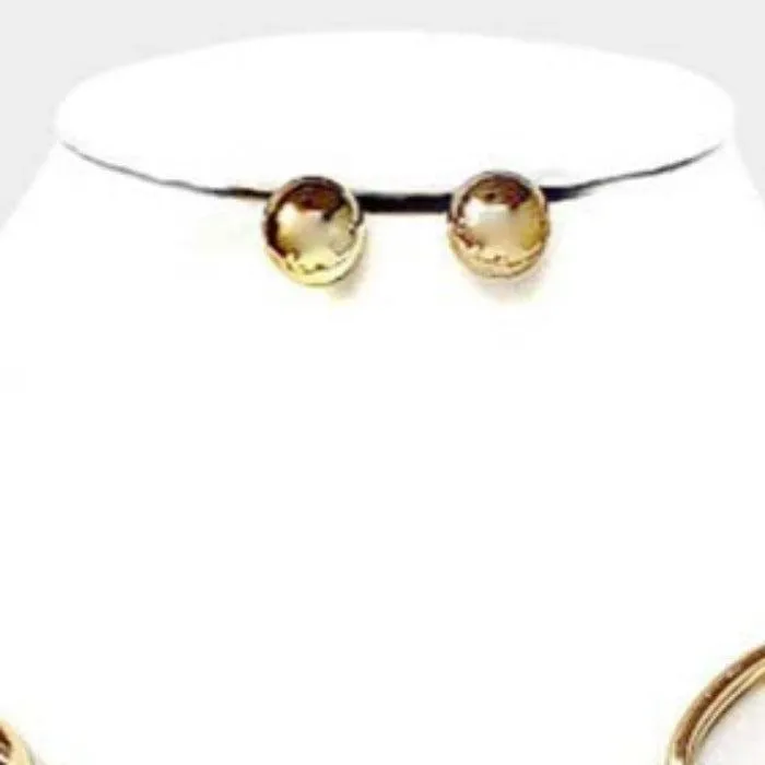 Metal Heart Key Lock Pendant Gold Necklace Set
