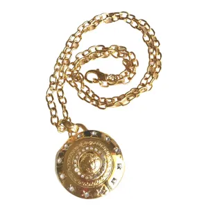 MINT. Vintage Gianni Versace chain necklace with Medusa head and crystal stone top. Must have beautiful jewelry piece. 040416