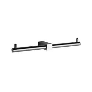 Mix Double Toilet Paper Holder - Wall Mount - 12" Brass/Polished Chrome