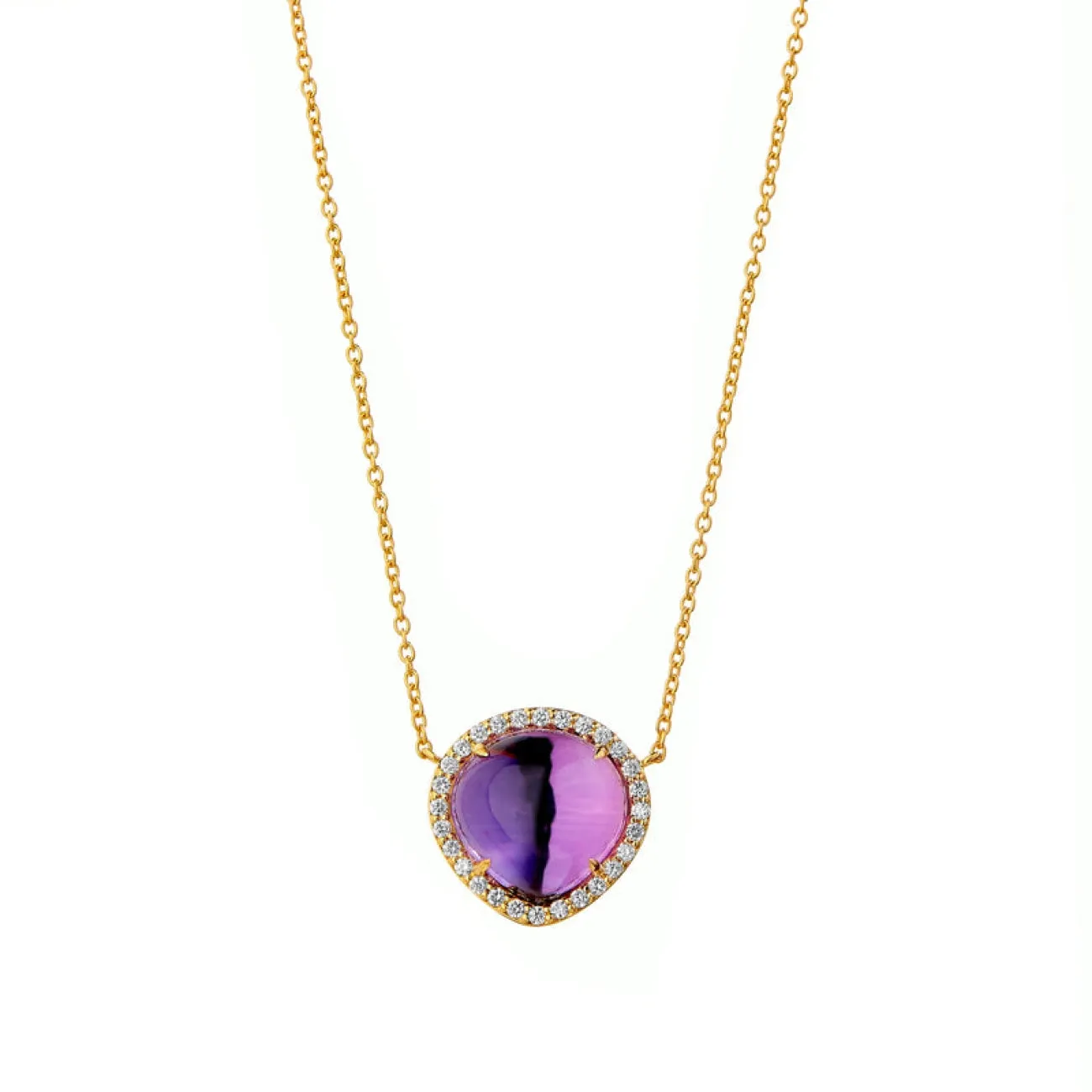 Mogul 18K Yellow Gold Amethyst Heart Cab Necklace