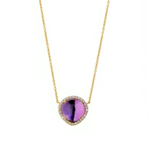 Mogul 18K Yellow Gold Amethyst Heart Cab Necklace