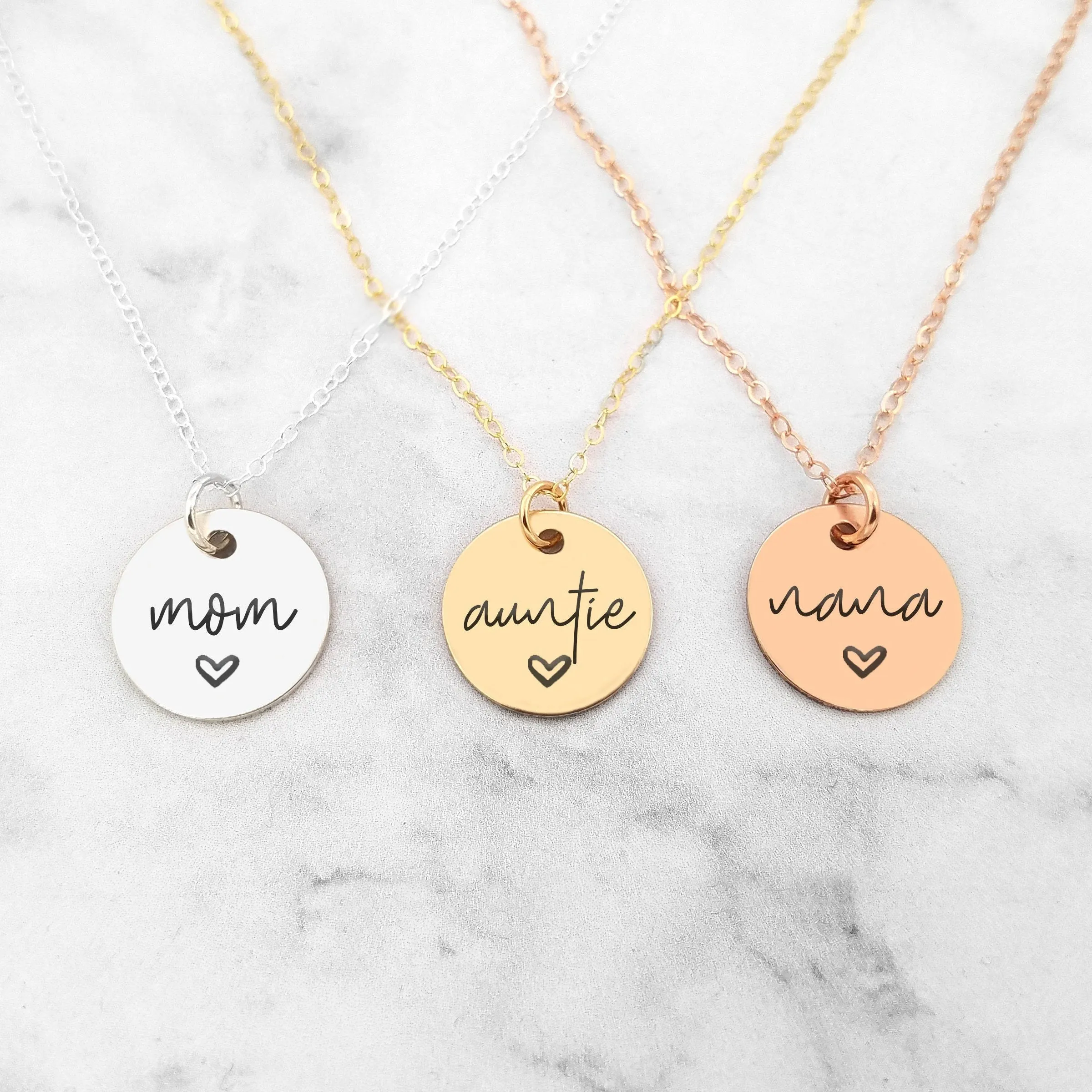 Mom Necklace - Personalized Engraved Disc Necklace