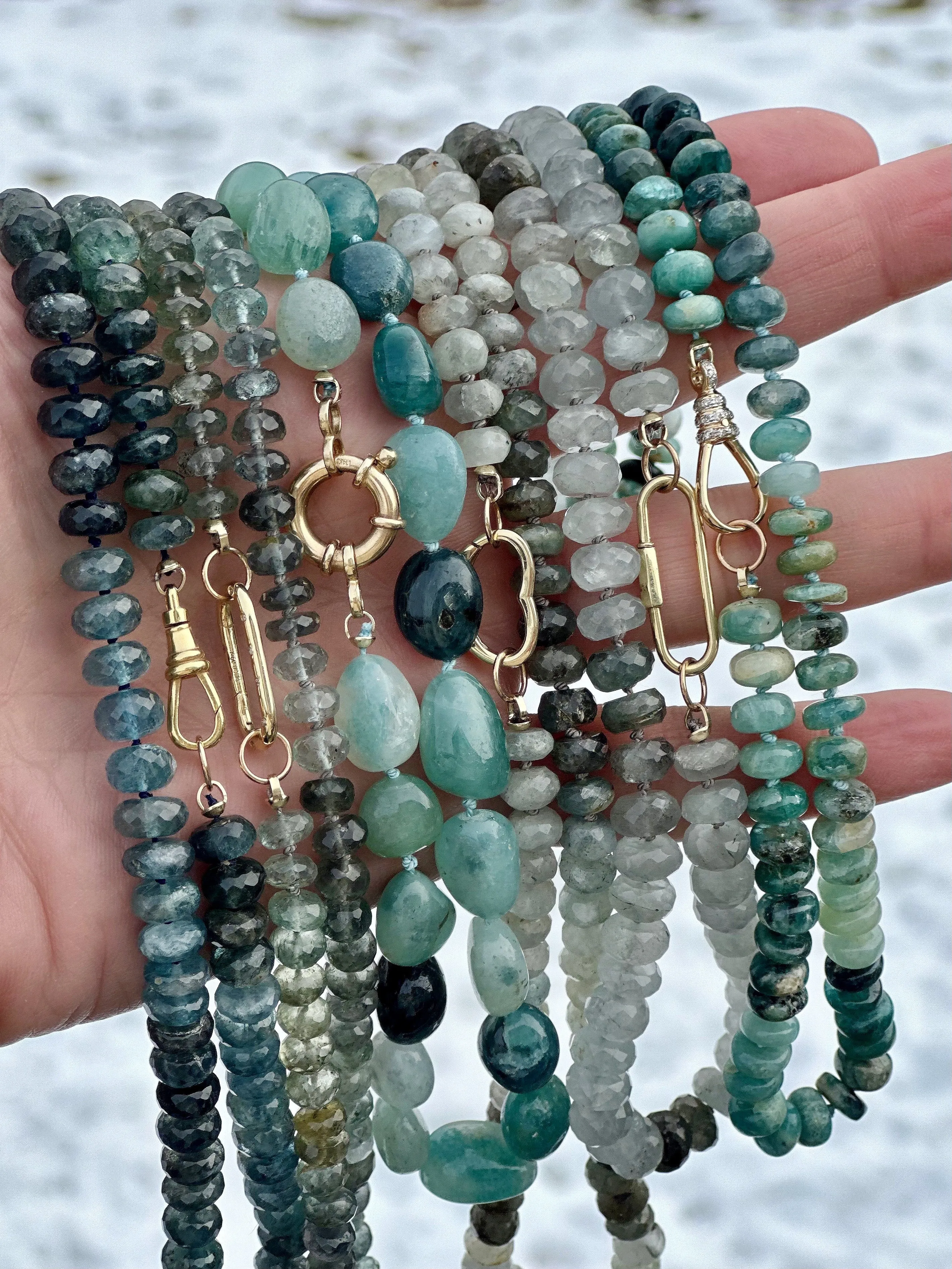 Moss Aquamarine Gemstone Necklace