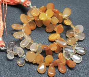 Moss Rutile Quartz Smooth Polished Pear Drops Briolette Beads 8" 8mm 10mm