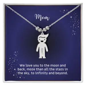 Mother's Necklace with Children's Names and Boy Girl Kid Charm Gift for Mom/Mum or Grandmother with Message Card To the Moon and Back KID_M67AWE_MOM