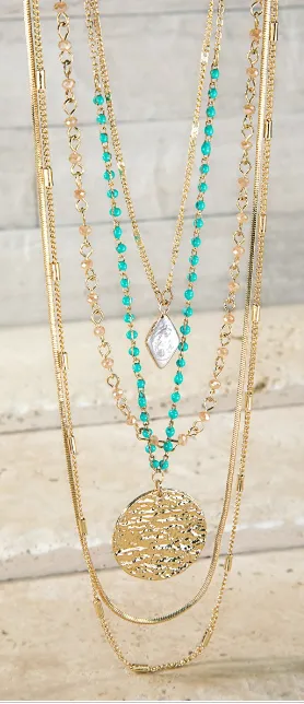Multi Layered Charm Necklace