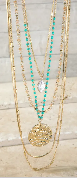 Multi Layered Charm Necklace