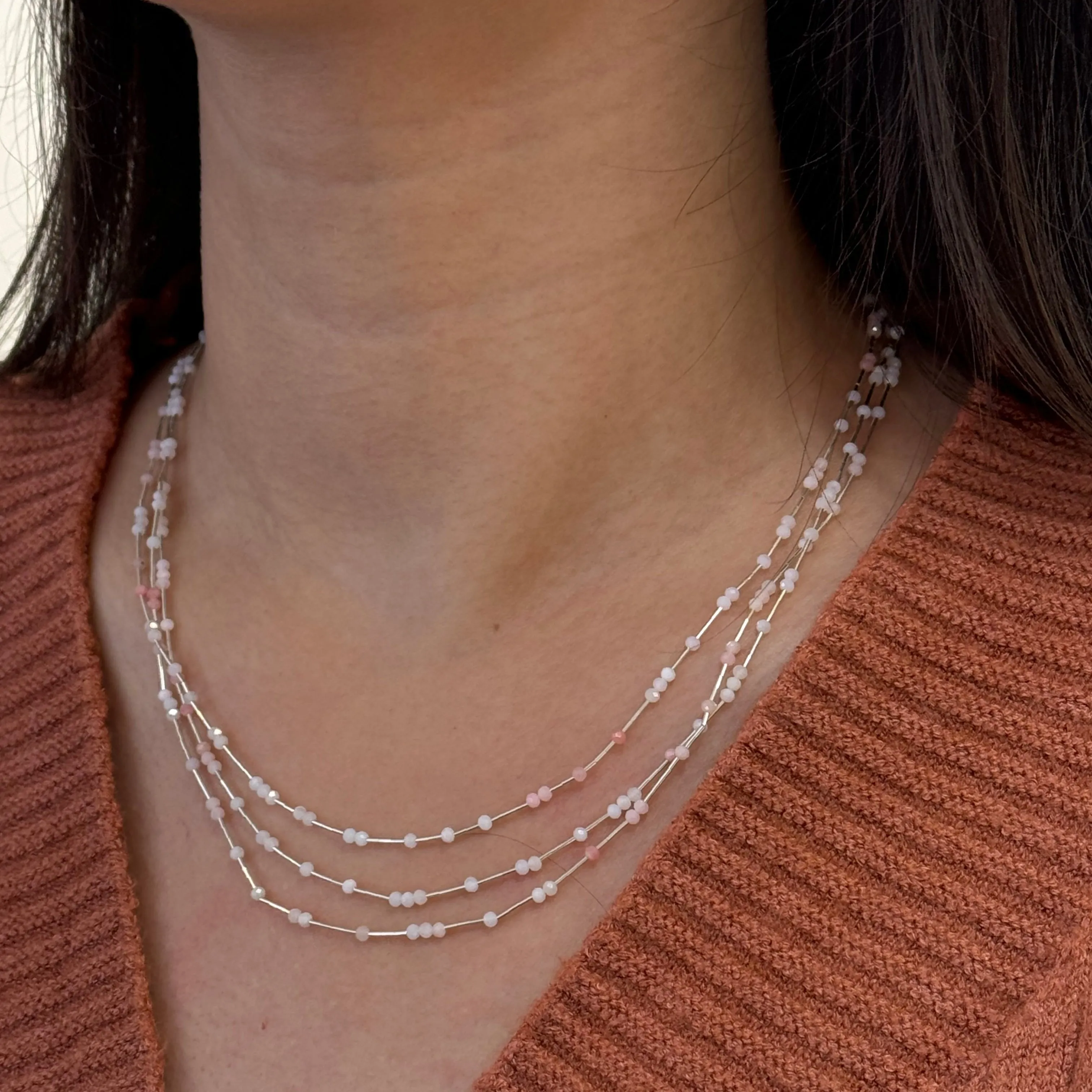 Multi-strand Opal Sterling Silver Necklace