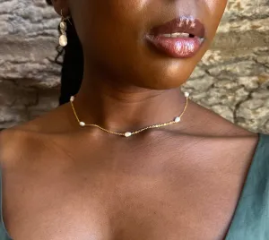 Multiple Pearl Necklace, Dainty Minimalist Pearls Choker, Bridesmaids Wedding Necklace, Birthday Gift For Her, Valentine's Gift, Oval Pearls