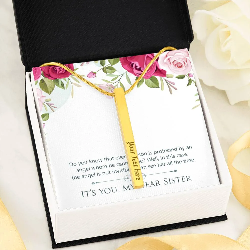 My sister is my angel-Vertical Stick Necklace for Sister