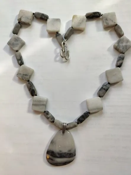 N #310 Chakra - Marble and Serpentine  Unique Necklace.