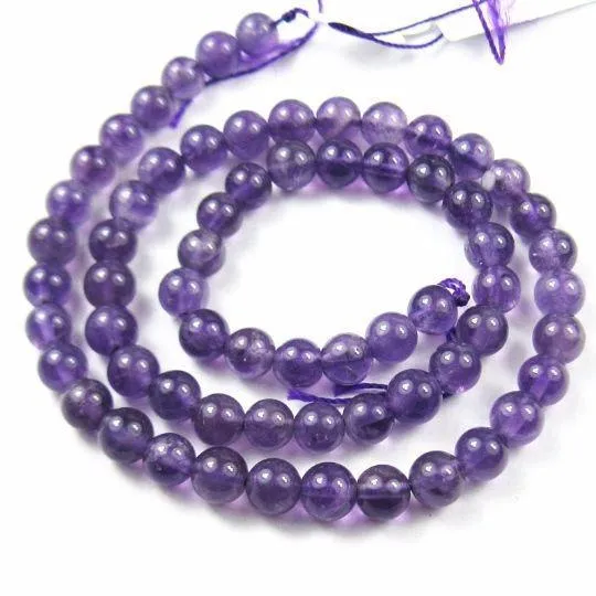Natural Africa Amethyst Purple Smooth Ball Round Gemstone Loose Beads 6" 5mm