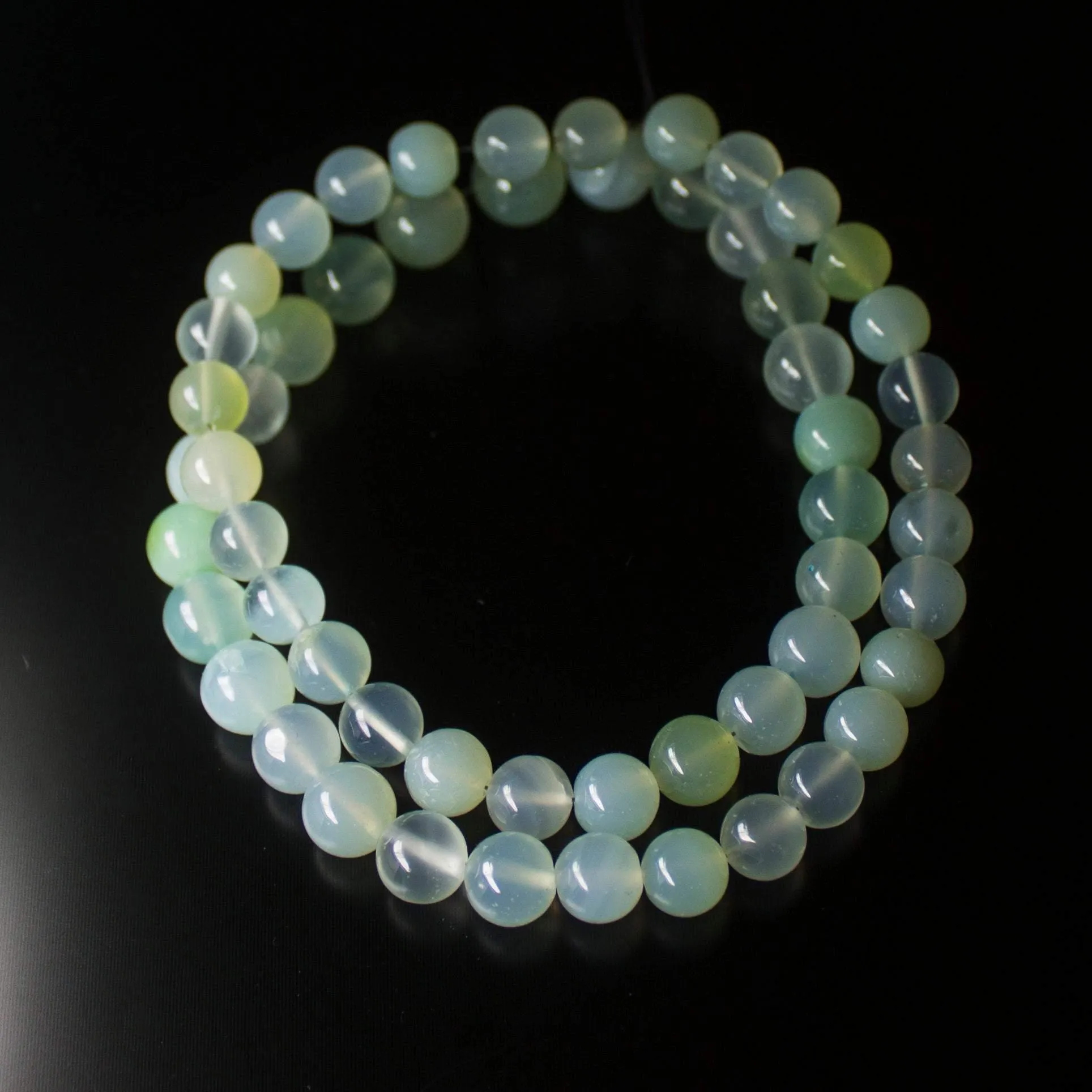 Natural Aqua Chalcedony Smooth Round Beads 7mm 9.5mm 16inches