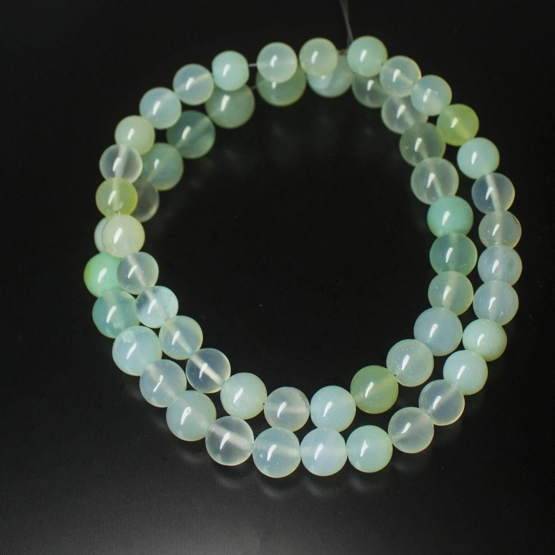 Natural Aqua Chalcedony Smooth Round Beads 7mm 9.5mm 16inches