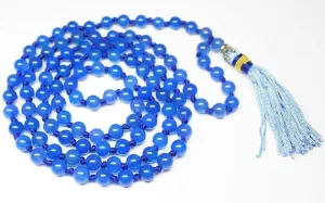Natural blue Chalcedony Smooth Round Rosary Prayer Beads Necklace 8mm 108 Bead, Rosary Necklace