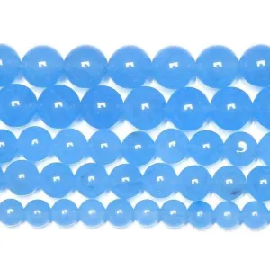 Natural Blue Jade Smooth Round Ball Gemstone Loose Spacer Beads 15" 8mm