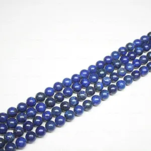 Natural Blue Lapis Lazuli Smooth Round Ball Loose Spacer Gemstone Beads 15" 8mm