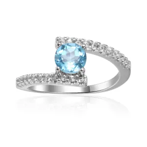 Natural Blue Topaz Solitiare Ring