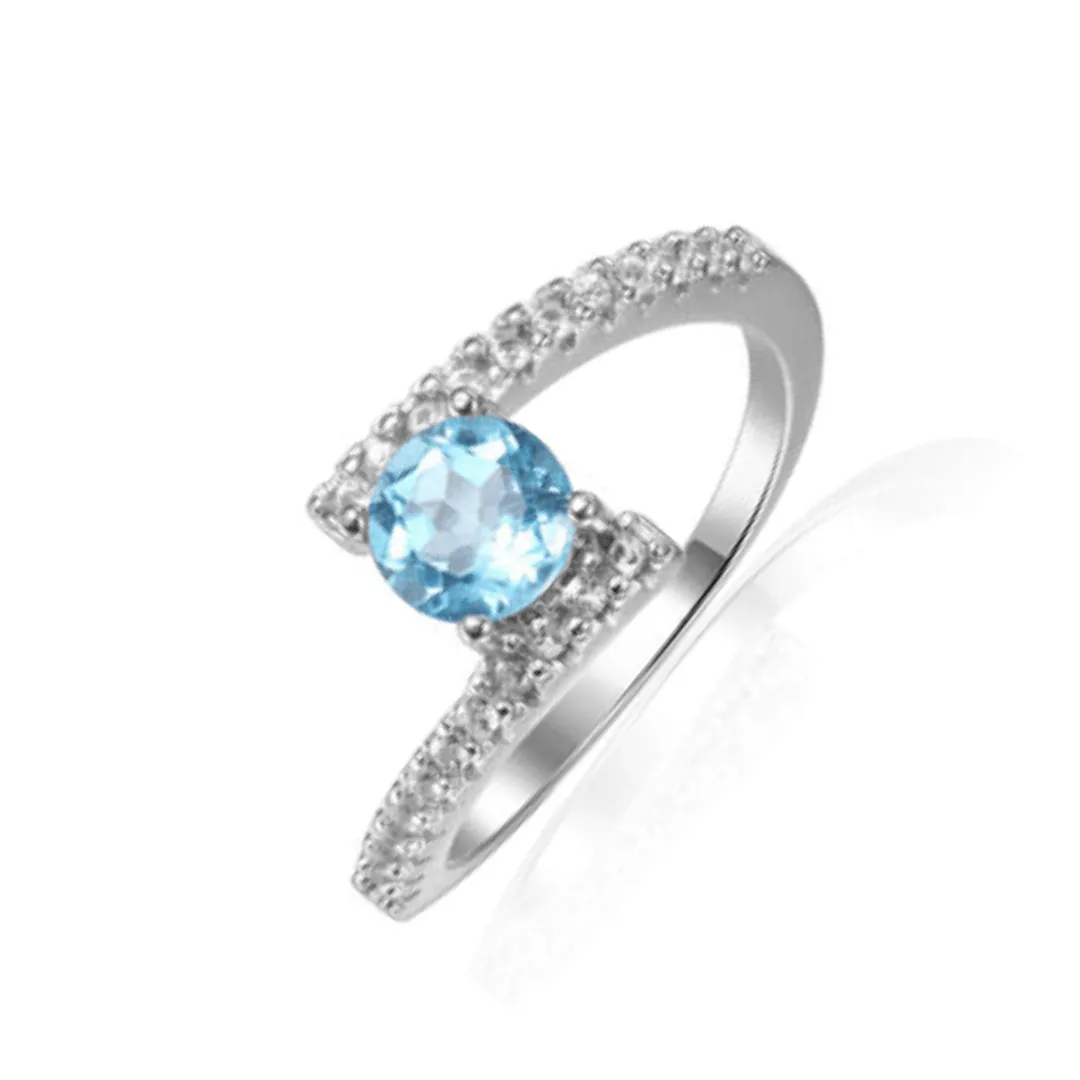 Natural Blue Topaz Solitiare Ring