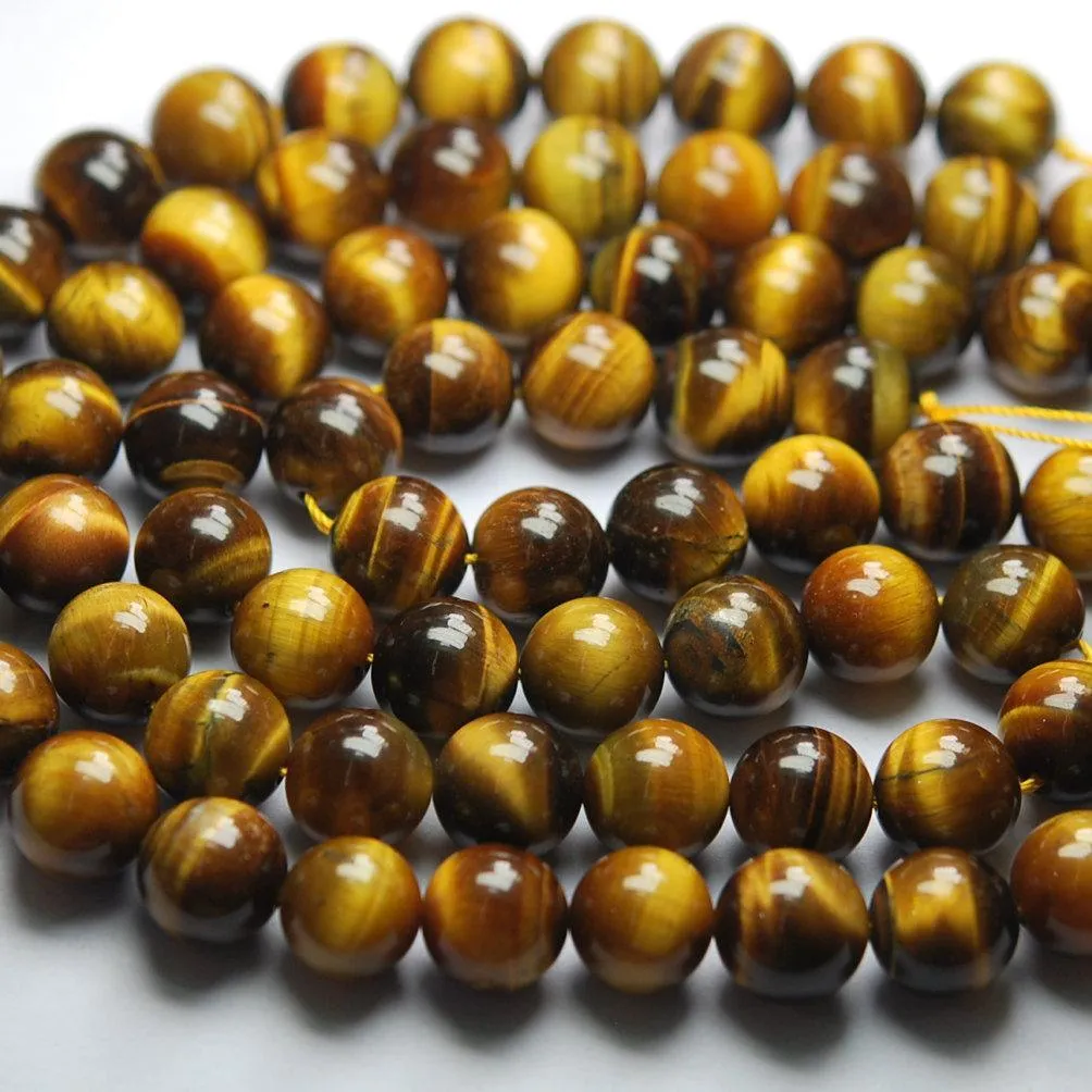 Natural Brown Tiger Eye Smooth Round Beads 10mm 15inches