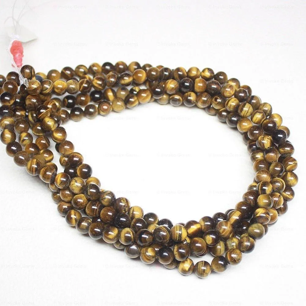 Natural Brown Tiger Eye Smooth Round Beads 7mm 15inches