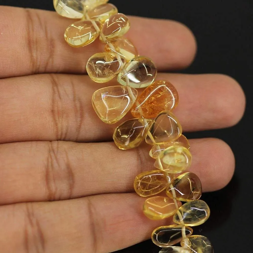Natural Golden Citrine Smooth Pear Drop Briolette Loose Gemstone 10" 5mm 14mm