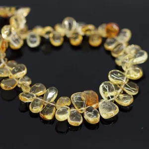 Natural Golden Citrine Smooth Pear Drop Briolette Loose Gemstone 10" 5mm 14mm