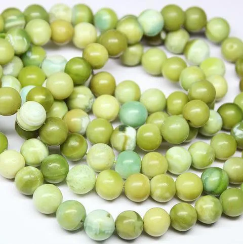 Natural Green Opal Smooth Round Beads 6mm 14inches