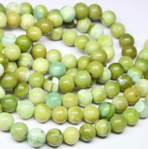 Natural Green Opal Smooth Round Beads 6mm 14inches