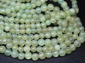 Natural Green Prehnite Smooth Round Beads 6.5mm 7.5mm 13inches