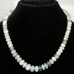 Natural Grey Moonstone Smooth Rondelle Beads Necklace 7.5mm 13mm 20inches