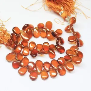 Natural Hessonite Garnet Pear Drop Smooth Polished Briolette Beads 8" 9mm 12mm