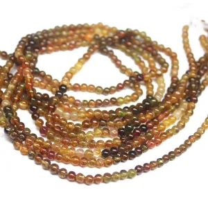 Natural Hessonite Shaded Garnet Smooth Loose Round Ball Beads Strand 13" 3mm