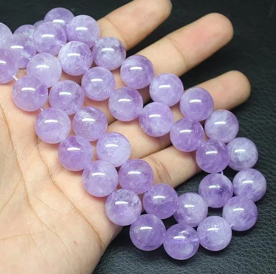 Natural Lavender Amethyst Smooth Loose Round Ball Beads Strand 16" 14mm 28pcs