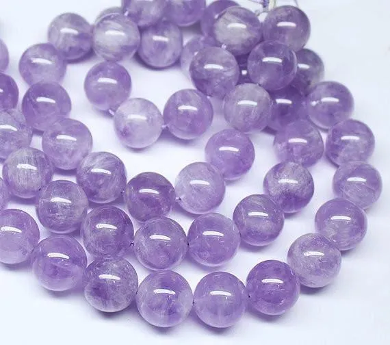 Natural Lavender Amethyst Smooth Loose Round Ball Beads Strand 16" 14mm 28pcs