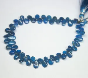 Natural Neon Blue Apatite Smooth Pear Drop Beads 6.5mm 8mm 8"