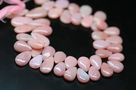 Natural Peruvian Pink Opal Smooth Pear Drop Loose Beads Strand 10" 14mm 20mm