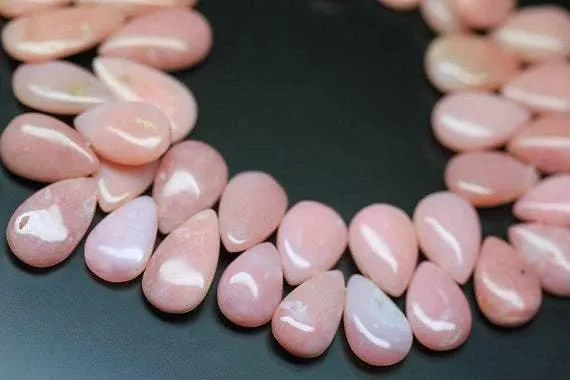 Natural Peruvian Pink Opal Smooth Pear Drop Loose Beads Strand 10" 14mm 20mm