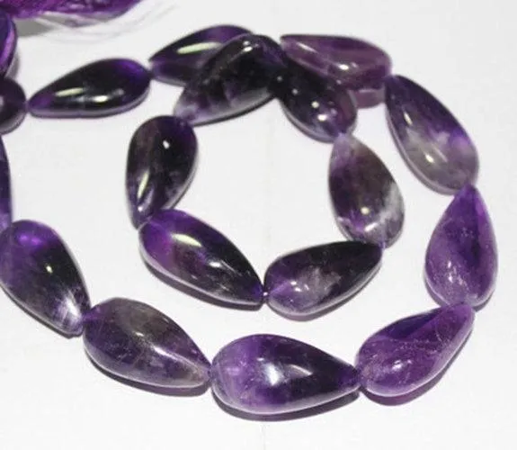 Natural Pink Amethyst Smooth Briolette Pear Gemstone Beads Strand 16" 17mm 13mm