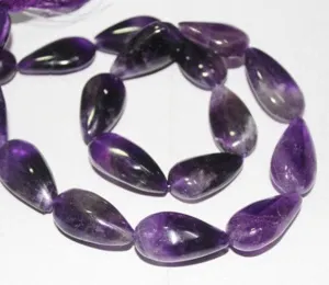 Natural Pink Amethyst Smooth Briolette Pear Gemstone Beads Strand 16" 17mm 13mm