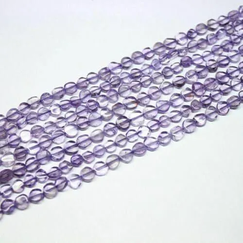 Natural Pink Amethyst Smooth Round Coin Gemstone Loose Beads Strand 14" 5mm 6mm